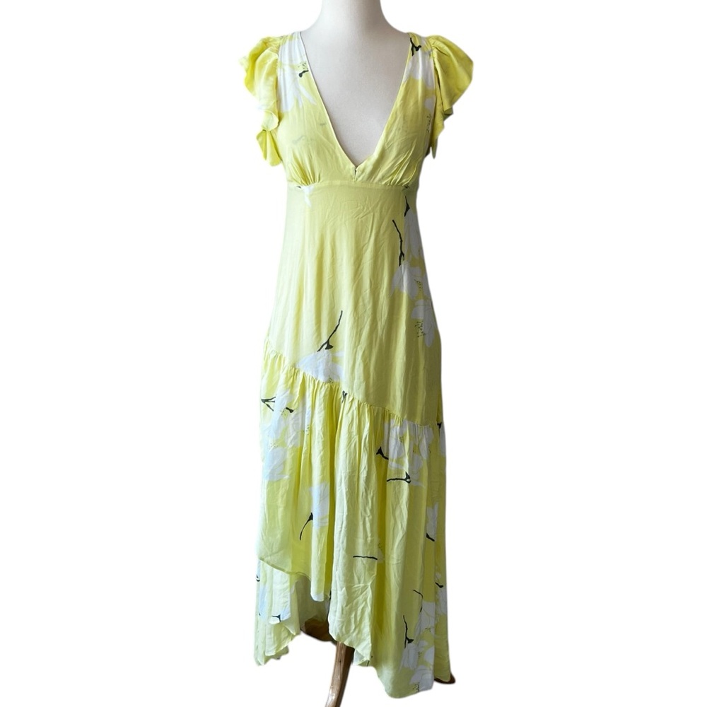 Free People She's a Waterfall Maxi Dress Yellow Lemon Ice